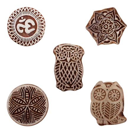 Set of 5 Piece New Mix Wooden Printing Blocks